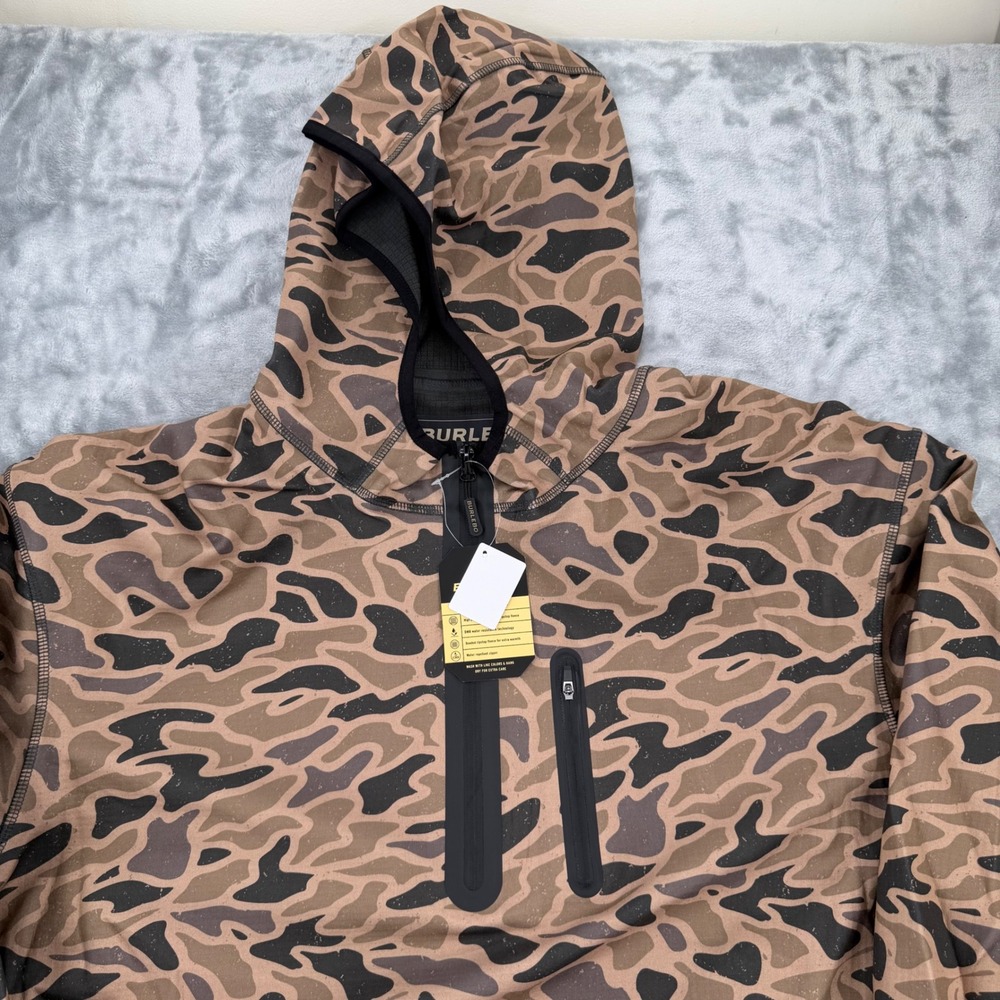 Burlebo Duke Tech Challenger Hoodie Mens 2xl Brown Camo Water Repellent Fleece